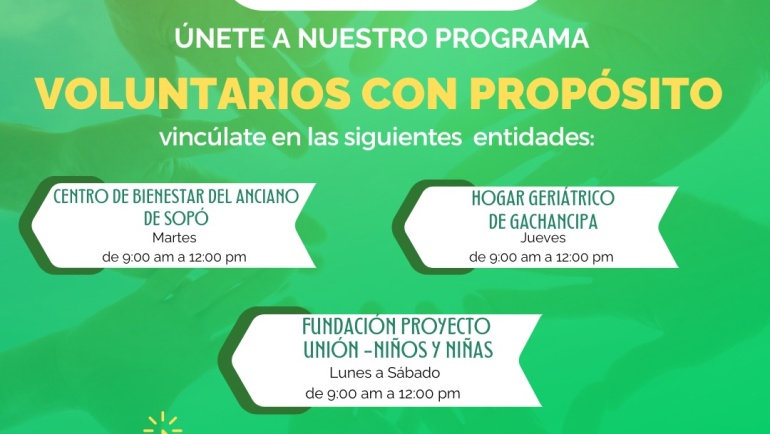 ¿Quieres ser parte de nuestros voluntarios con propósito?