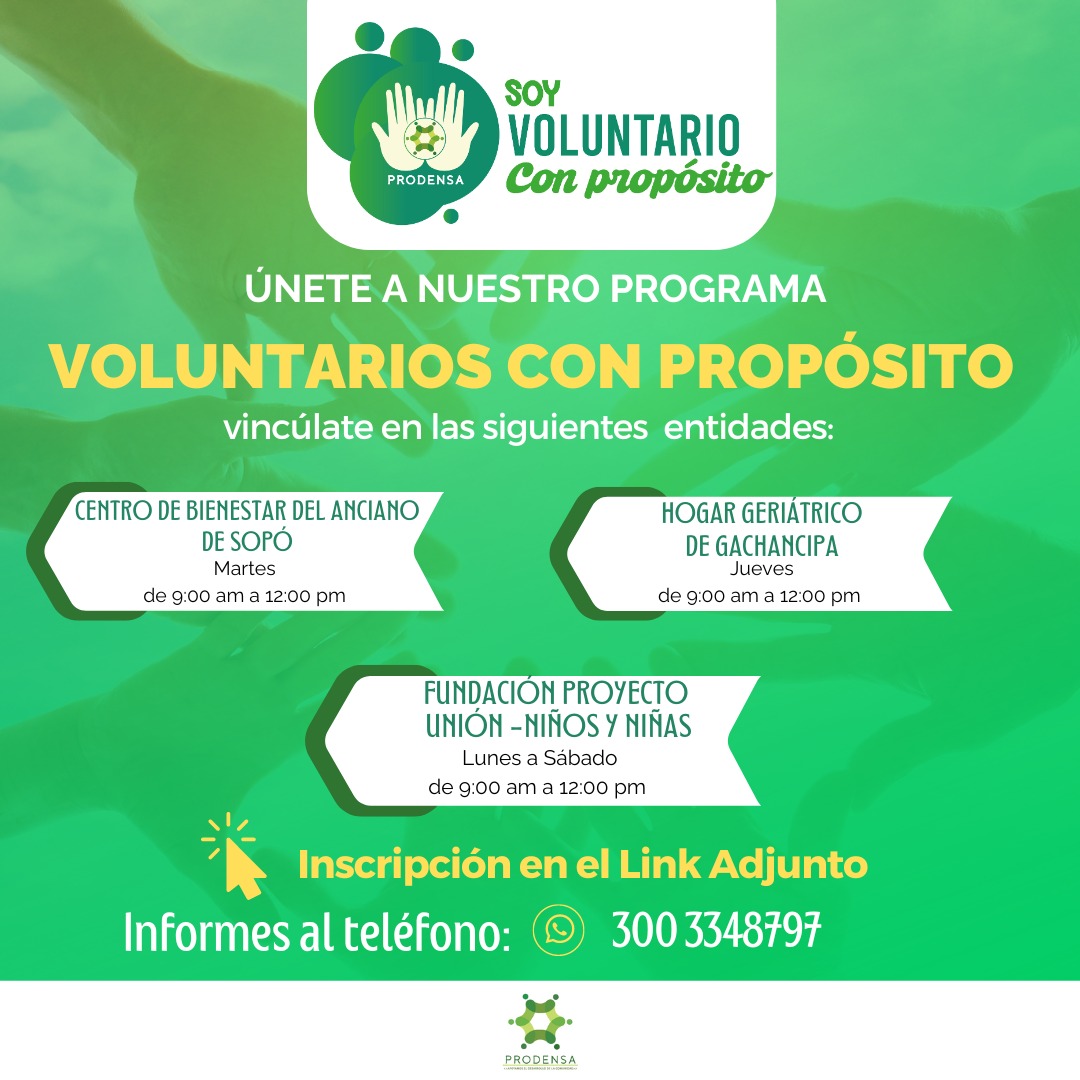 ¿Quieres ser parte de nuestros voluntarios con propósito?